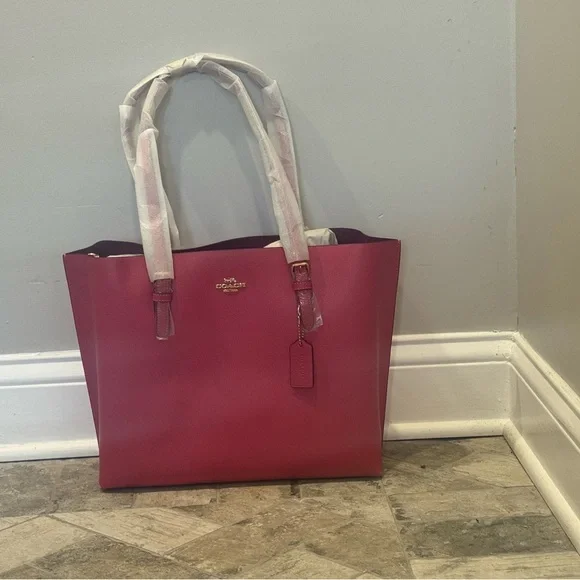 Coach Fuchsia Leather Tote Bag - Picture 6 of 10